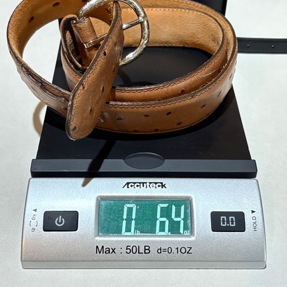 NWOT Mens Gift Ostrich Print Leather Belt + Western Buckle Sz 38 Y1025 USA 1 ⅜ - Picture 10 of 10
